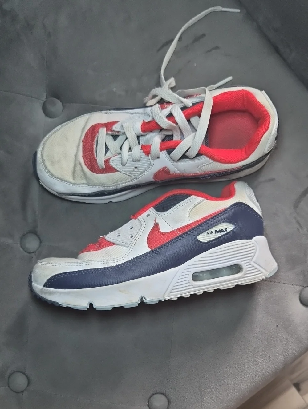 Nike Kids Red White Navy Blue Air Max Sneakers 3Y